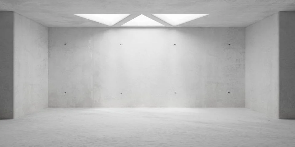 Abstract empty, modern concrete room with triangle openings in a niche and .. Stock Illustration