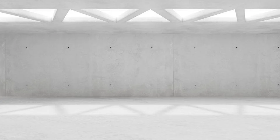 Abstract empty, modern concrete room with a row of triangle openings in the.. Stock Illustration
