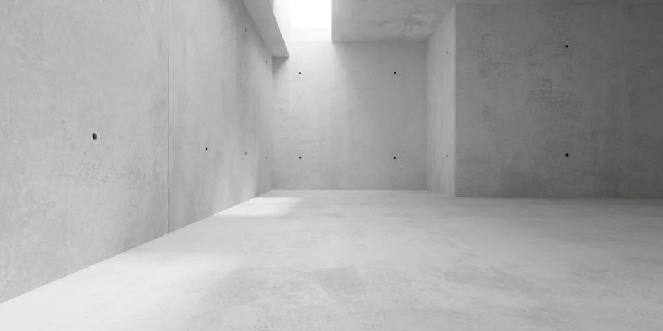 Abstract empty, modern concrete room small window, recess and rough floor -.. Ilustración de archivo
