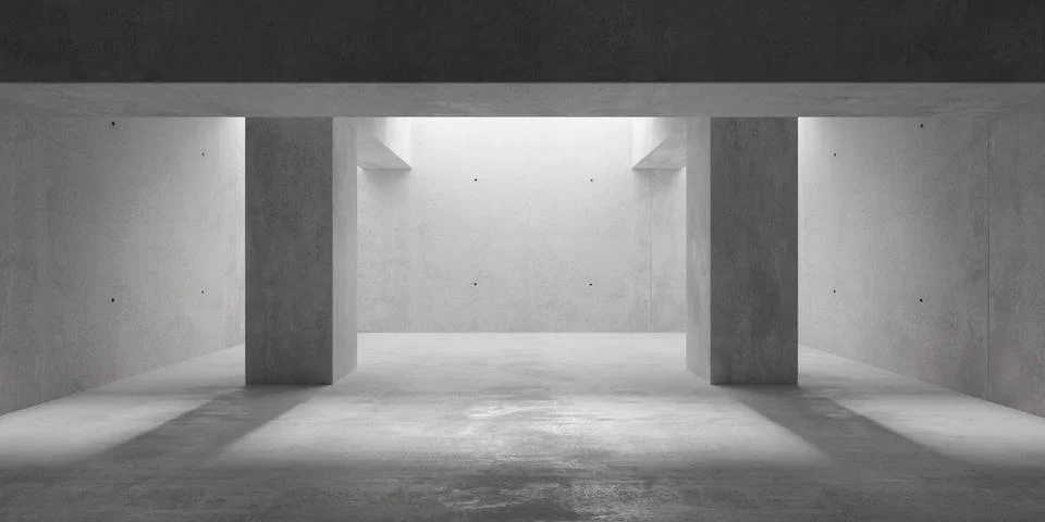 Abstract empty, modern concrete room or hallway interior with L-shaped pill.. Stock Illustration