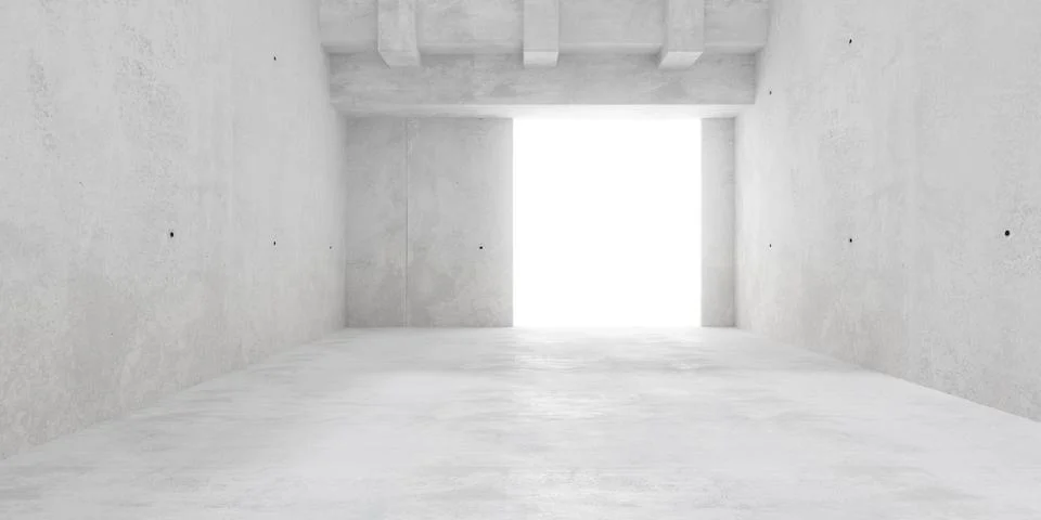 Abstract empty, modern concrete room with open ceiling, bright window and r.. Stock Illustration