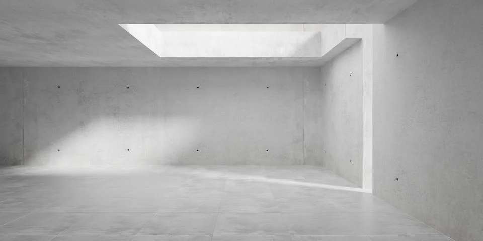Abstract empty, modern concrete room with wide light shaft and thin wall li.. Stock Illustration