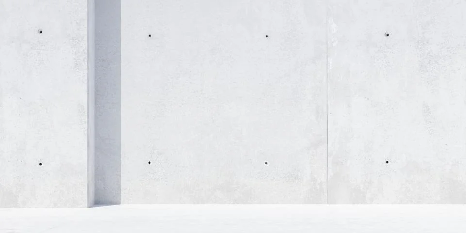 Abstract empty, modern concrete wall with recess, outside with daylight sun.. Ilustración de archivo