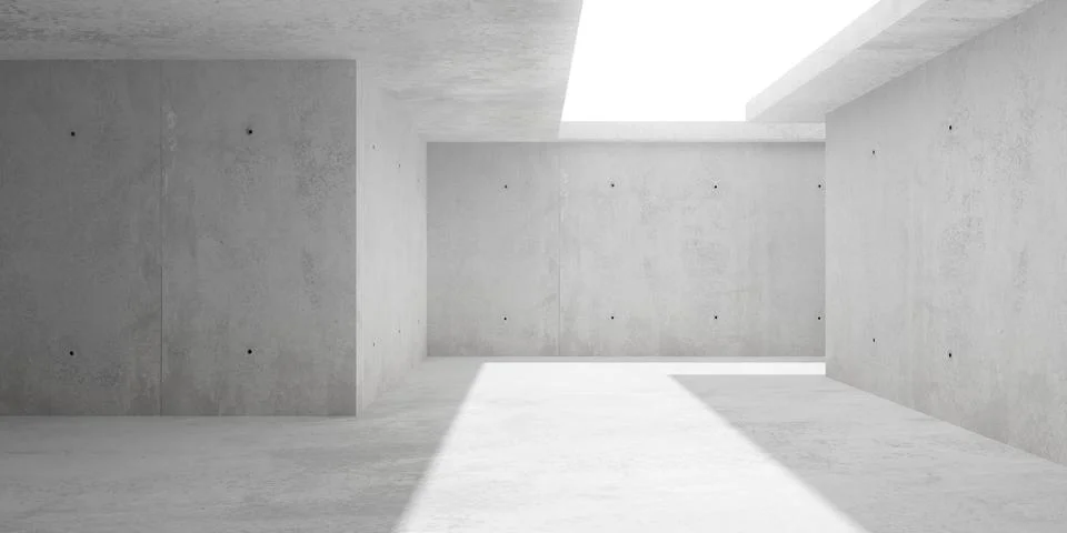 Abstract empty, modern concrete walls room with indirect ceiling light from s Stock Illustration