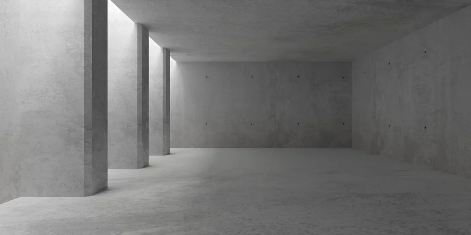 Abstract empty, modern concrete walls room with top light from left and wide  Stock Illustration