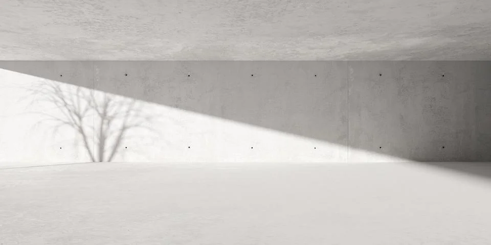 Abstract empty, modern concrete walls exterior room with tree shadow from s.. Stock Illustration