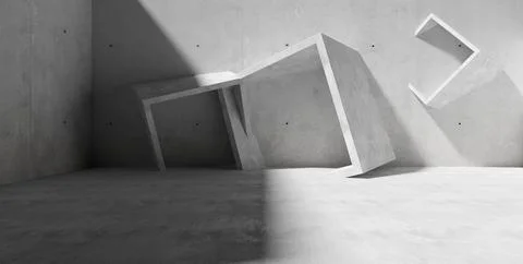 Abstract empty, modern outdoor concrete room or courtyard with random abstr.. Stock Illustration