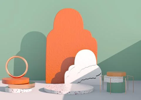 Abstract empty podium with shadow. Mock up stand for product presentation. 3D Stock Illustration