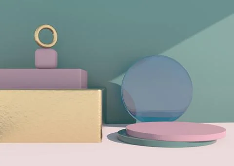 Abstract empty podium with shadow. Mock up stand for product presentation. 3D Stock Illustration