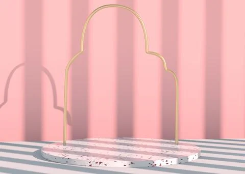 Abstract empty podium with shadow. Mock up stand for product presentation. 3D Stock Illustration