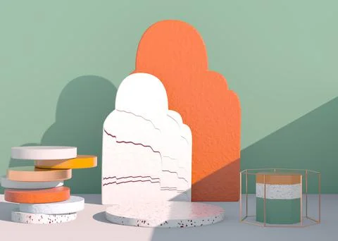 Abstract empty podium with shadow. Mock up stand for product presentation. 3D Stock Illustration