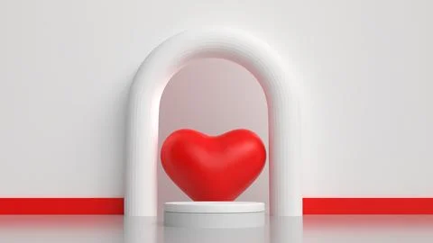 Abstract Empty podium valentines day product promotion online ads on social.. Stock Illustration