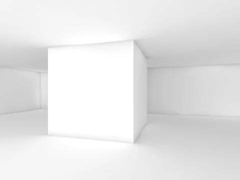 Abstract empty room interior, white cube, 3 d Stock Illustration