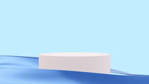 Abstract empty round podium with waving silk or liquid. Stock Footage 261311687