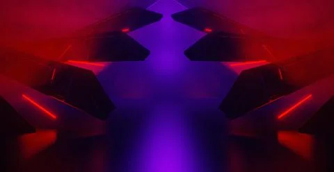 Abstract Empty Royal Blue Corridor Hangar Basement Underground Hallway Banner イラスト素材
