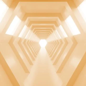 Abstract empty shining tunnel with light in the end. 3D Illustration. Stock Illustration