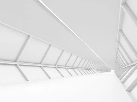 Abstract empty white corridor, high-tech 3d Stock Illustration
