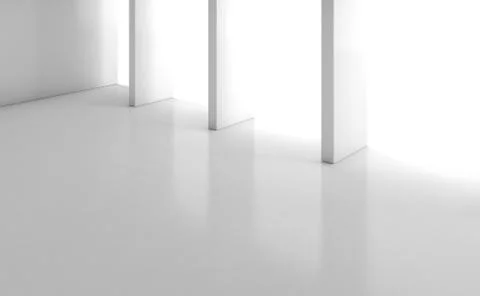 Abstract empty white room interior with columns near light window Illustrazione stock