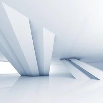 Abstract empty white room interior, 3d render Stock Illustration