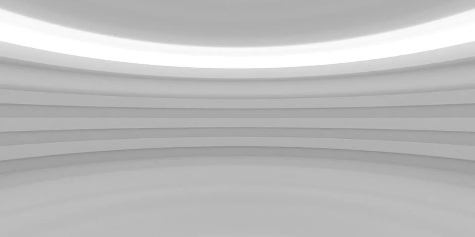 Abstract empty white room or gallery background with circular indirect ligh.. Stock Illustration