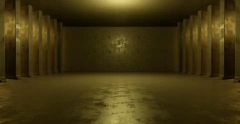 Abstract EmptyCorridor Hallway Dim Light Lime Green Banner Background Wallpap Ilustración de archivo