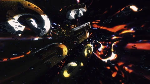 Abstract The End glitch golden text with particles digital effect Video stock 292107826