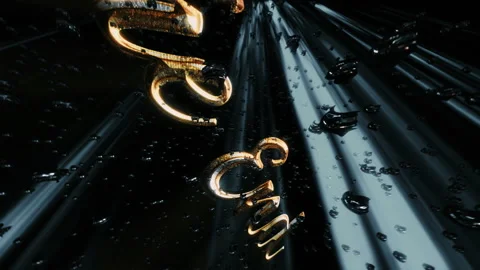 Abstract The End golden text  with particles digital effect Stock Footage 302359607