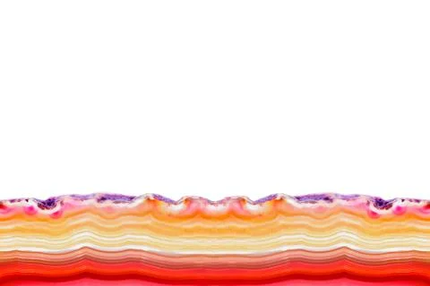 Abstract endless background, red orange agate slice striped mineral isolated  Stock Photos