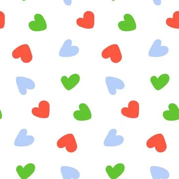 Abstract endless pattern with hand drawn hearts shapes in trendy bright shades Illustrazione stock