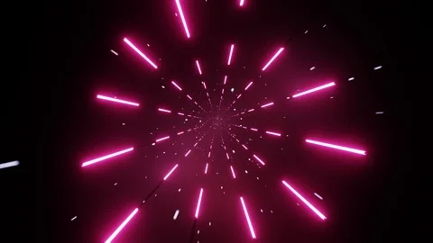 Abstract Endless Tunnel Visual With Pink Neon Color Lines Seamlessly Looped Stock Footage 164964290