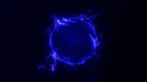 Abstract energetic glowing orb with plasma particles on dark background Stock Illustration