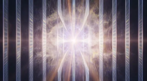 Abstract energetic light forming symmetrical wingstrees Stock Footage 331456483