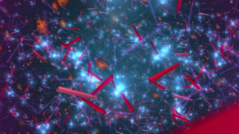 Abstract Energetic Neon Particles Floating Motion Background Stock Footage 334807065