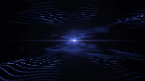 Abstract energy background. Techno blue imitation of waves on black backdrop Stock Photos