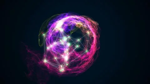 Abstract energy ball rotating on black background 3d illustration Stock Illustration