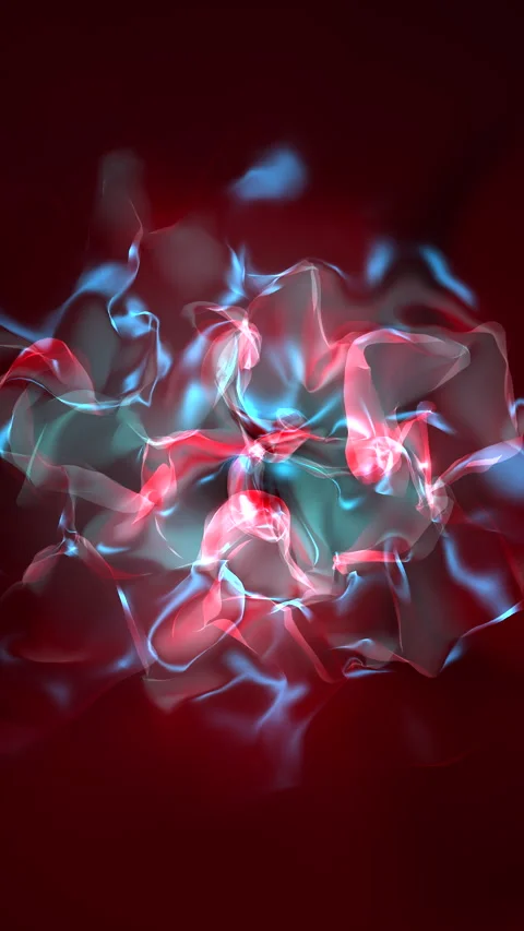 Abstract Energy Collision of Red and Blue Plasma Flame Ribbons Vídeo Stock 345994556