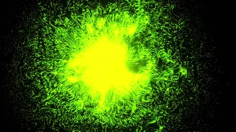 Abstract energy explosion particles bubble cells green dots glowing. 4K Stock Footage 287901319