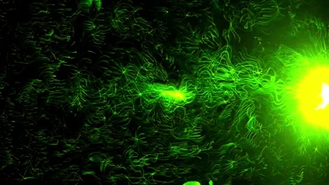 Abstract energy explosion particles bubble cells green dots glowing. 4K Stock Footage 287901331