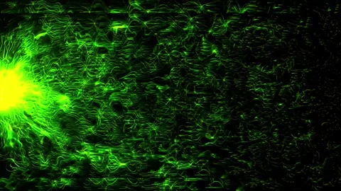 Abstract energy explosion particles bubble cells green dots glowing. 4K Stock Footage 287901339