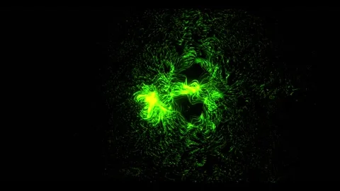 Abstract energy explosion particles bubble cells green dots glowing. 4K Stock Footage 287901353
