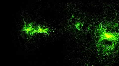 Abstract energy explosion particles bubble cells green dots glowing. 4K Stock Footage 287901362