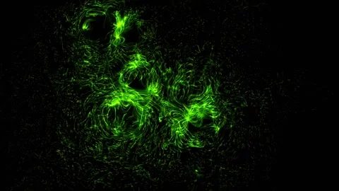 Abstract energy explosion particles bubble cells green dots glowing. 4K Stock Footage 287901367