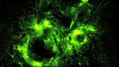 Abstract energy explosion particles bubble cells green dots glowing. 4K Stock Footage 287901398