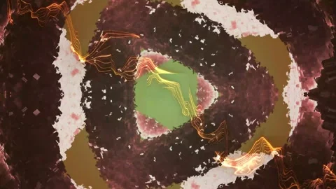 Abstract energy flow and geometric patterns in warm tones an visualizer displays Stock-Footage 335523611