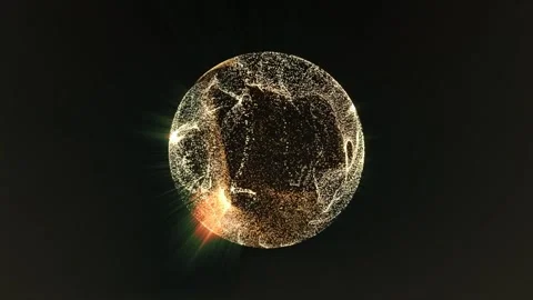 Abstract energy magic yellow sphere ball atom round molecule Stock Footage 281499096