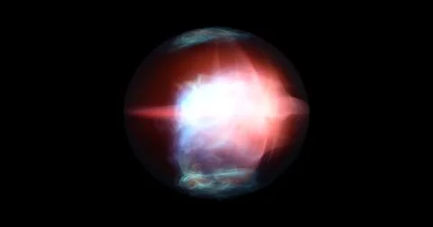 Abstract energy sphere with glowing bright particles, atom from energy scie.. Stock Illustration