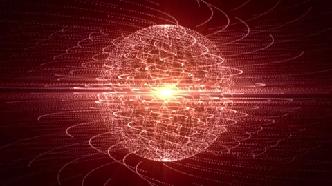 Abstract energy sphere made of hot glowing particles and waves Stock Footage 259044280