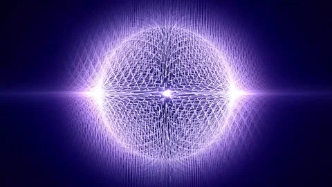Abstract energy sphere made of shining hi-tech lines with white and purple glow Stock Footage 253580920