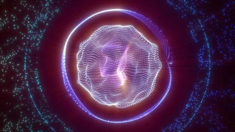 Abstract energy sphere from particles and waves of magical glowing on a dark  Stock Illustration