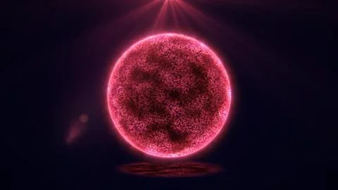 Abstract energy sphere round planet star futuristic cosmic red beautiful gl.. Illustrazione stock